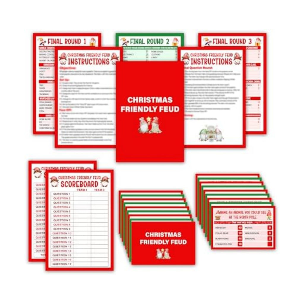 Christmas Friendly Feud Game, Funny Christmas Party Games, Friendly Feud Trivia Quiz for Family, Winter Xmas Holiday Party Supplies for Adults -08