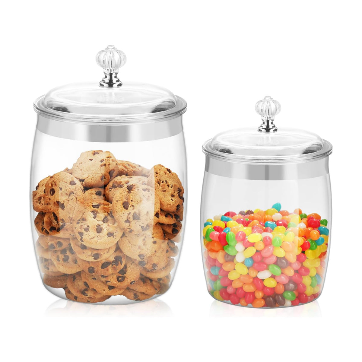 2 Pcs Candy Cookie Jar with Lids - 128 Oz & 74 Oz Plastic Clear Airtight Containers Large Kitchen Pantry Food Apothecary Storage Sealed Canisters for Coffee Cereal Pasta Flour Rice Snack