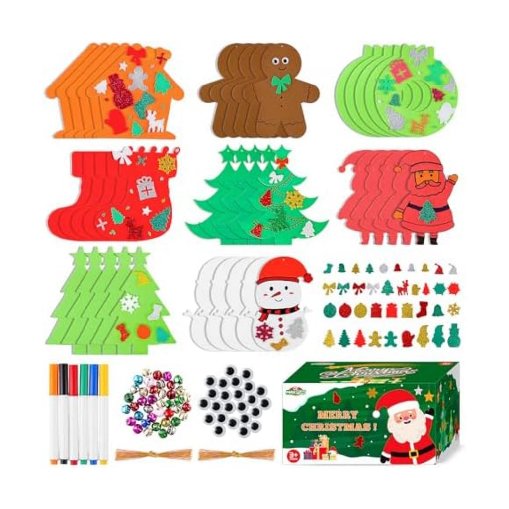 Max Fun Christmas Crafts for Kids Toddlers, 350Pcs Foam Ornaments DIY Christmas Arts and Crafts Kits Bulk Stickers Set, Xmas Tree Snowman Christmas Decorations Crafts Party Favors Supplies
