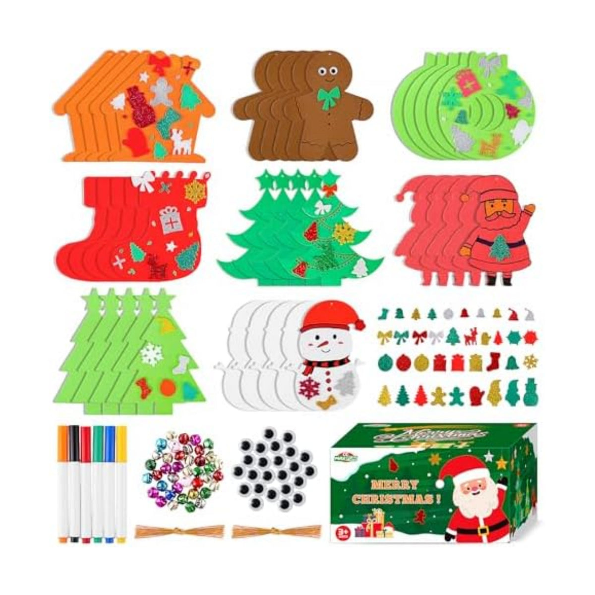 Max Fun Christmas Crafts for Kids Toddlers, 350Pcs Foam Ornaments DIY Christmas Arts and Crafts Kits Bulk Stickers Set, Xmas Tree Snowman Christmas Decorations Crafts Party Favors Supplies