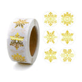 500Pcs Christmas Stickers Roll for Cards 6 Designs Gold Foil Snowflake Stickers Clear Xmas Winter Holiday Round Adhesive Label Stickers Decal for Xmas Envelopes Invitations Cards Gifts Decor