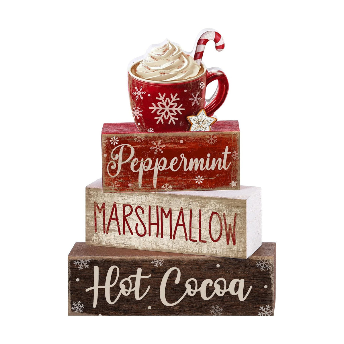 Moucuny 4 Pcs Christmas Table Decorations, Peppermint Hot Cocoa Bar Sign