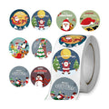 500pcs Christmas Stickers Roll for Cards 8 Designs Santa Claus Snowmen Elk Xmas Winter Holiday Round Adhesive Label Stickers Decal for Xmas Cards DIY Gift & Party Favor Decorations