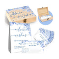 Advice And Wishes For the New Mr and Mrs - 50 Pcs Blue Flower Wedding Advice Cards Box, Advices and Wishes Cards For Bride and Groom,Newlyweds,Blue Flower Wedding Bridal Shower Decorations