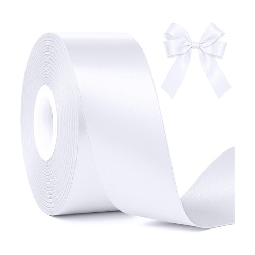 1 1/2 in 30 Yards Polyester White Ribbons for Gift Wrapping Wedding Decor