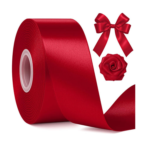 1 1/2 in 30 Yards Wine Red Ribbon for Gift Wrapping Christmas Decor Crafts