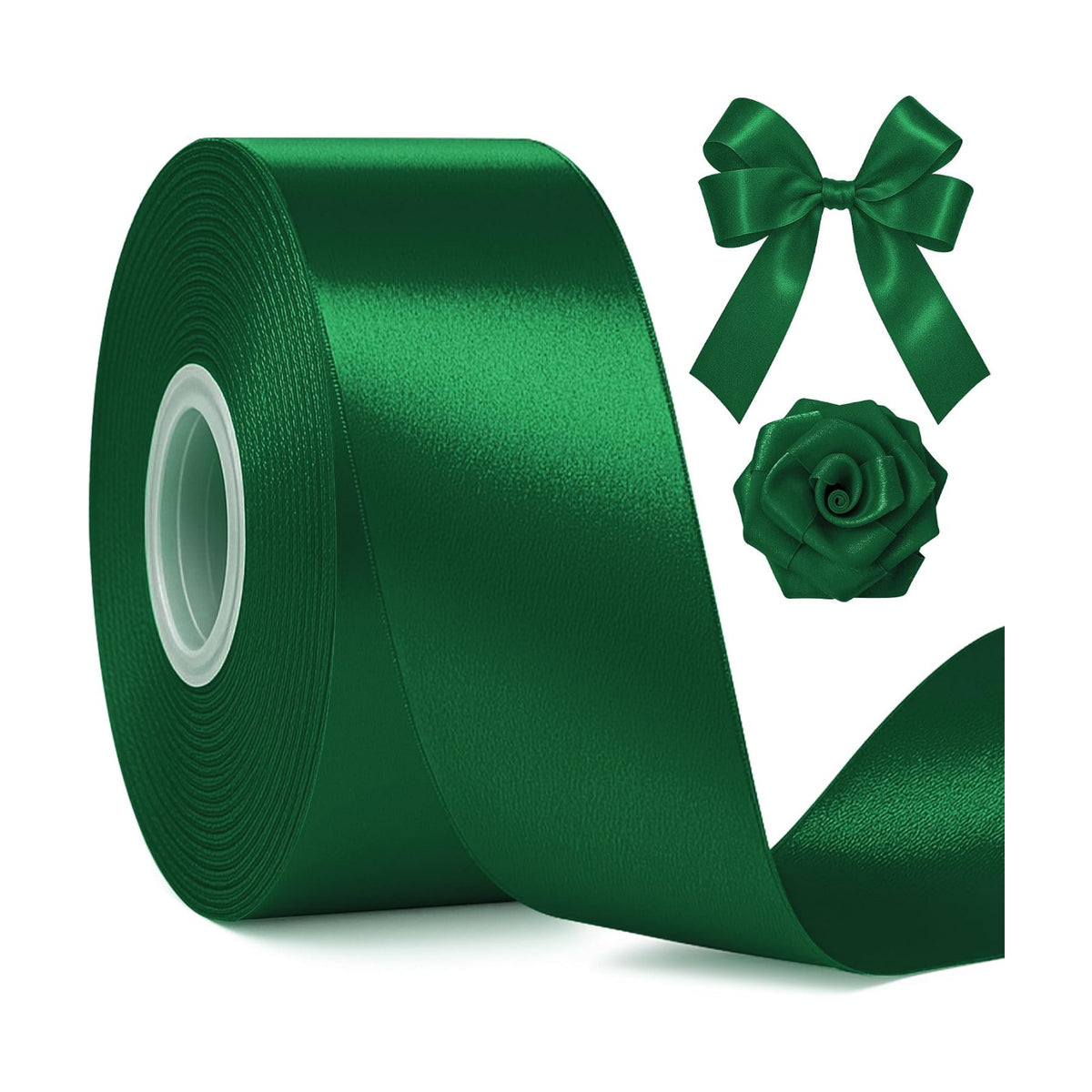 30 Yards 1 1/2 in Forest Green Ribbon for Gift Wrapping Christmas Decor