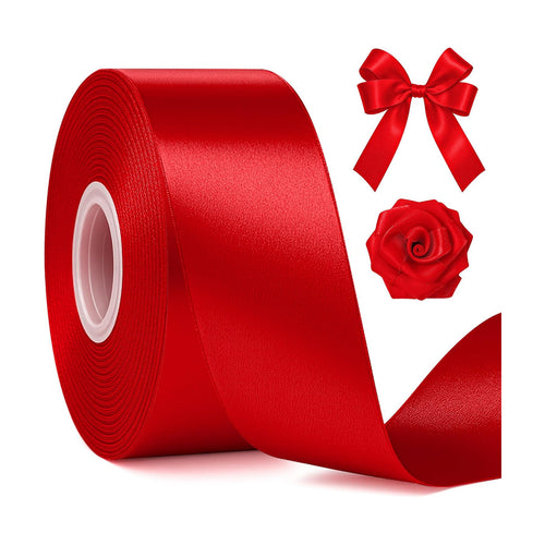 1 1/2 in 30 Yards Polyester Red Ribbon for Gift Wrapping Festival Decor