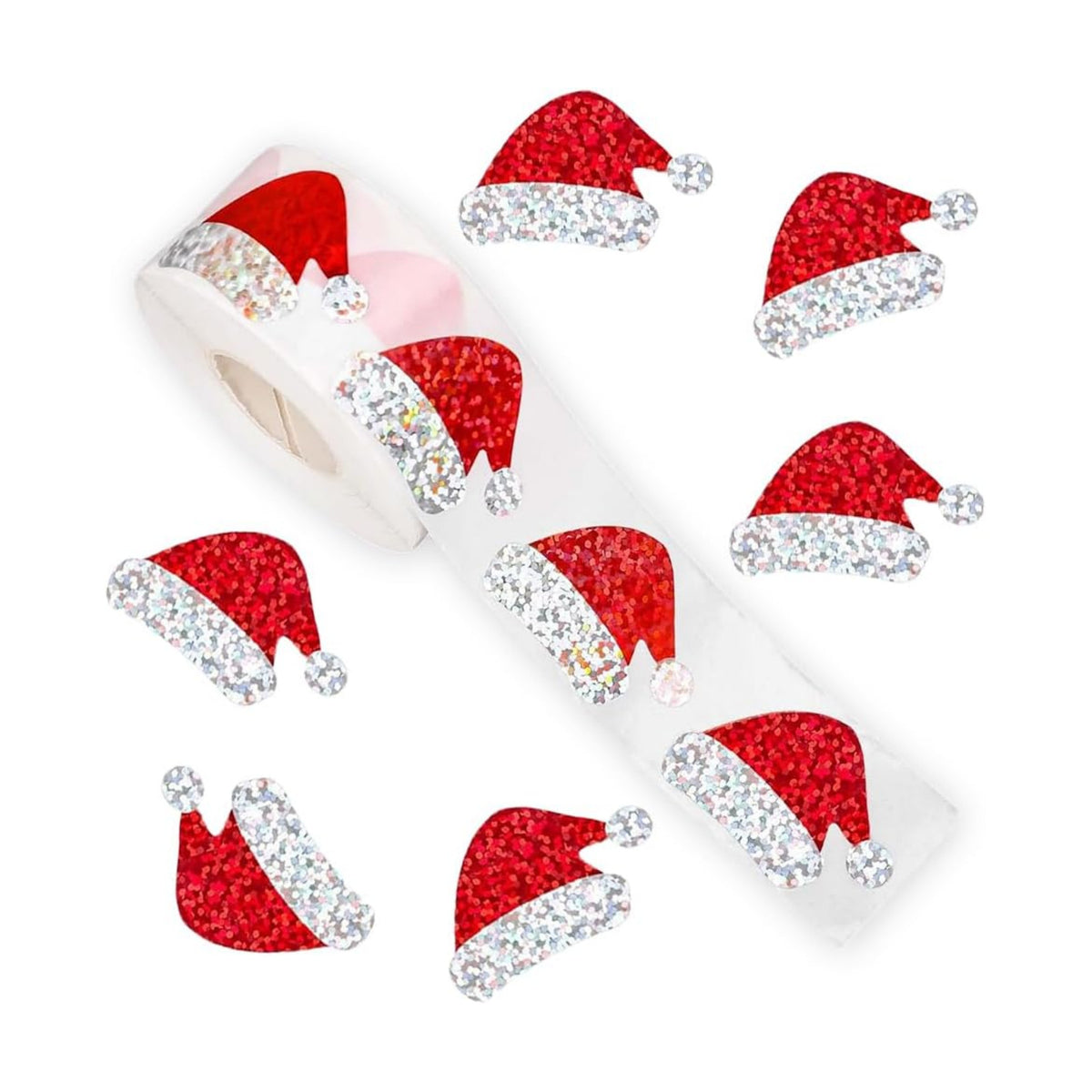 500Pcs Christmas Stickers Roll 1.2in Red Christmas Hat Xmas Winter Self-Adhesive Stickers for Xmas Envelopes Invitations Greeting Cards Party Gift Supplies
