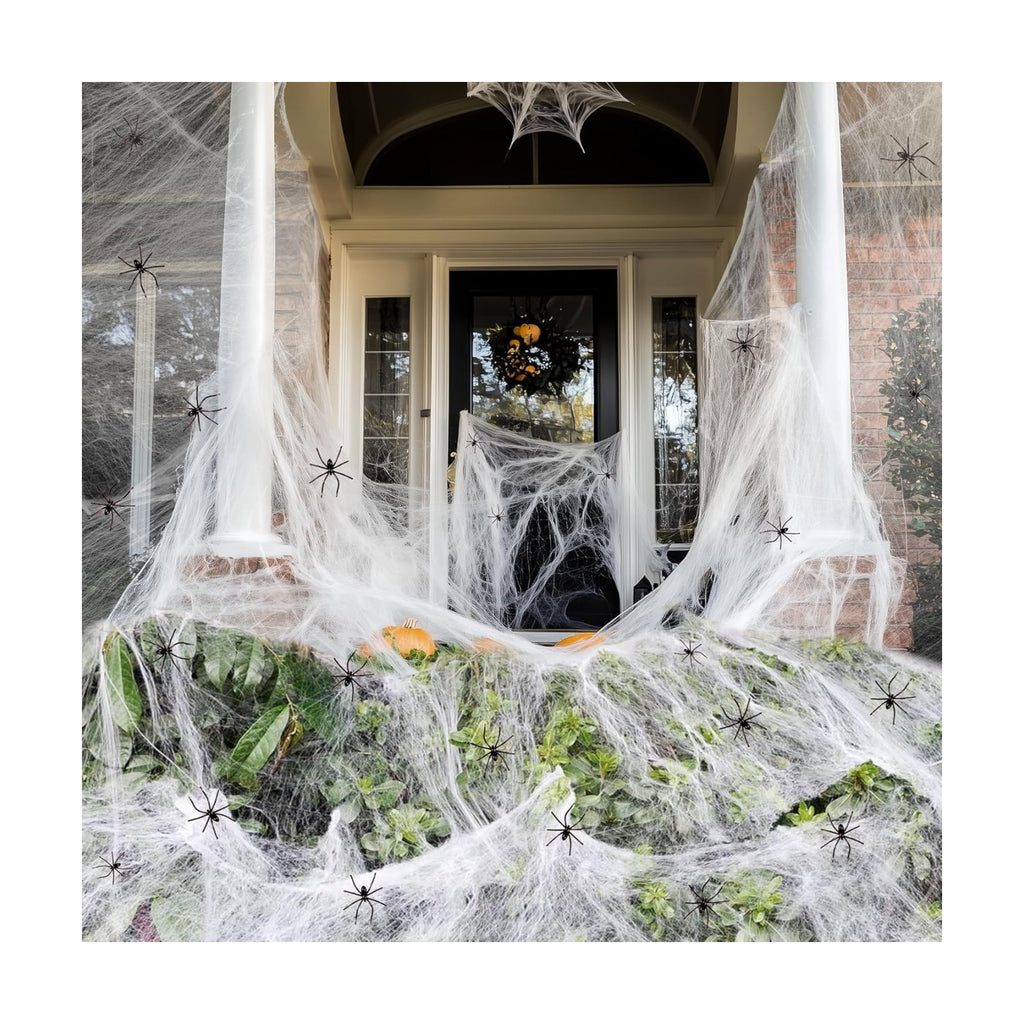 ZPISF 800 sqft Spider Webs Halloween Decorations with 30 Fake Spiders, Super Stretch Cobwebs for Halloween Indoor and Outdoor Decor
