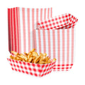 100 Pcs Red Gingham Paper Food Trays, Pre-Folded Red Checkered Disposable Food Boats for Hot Dogs, Fries, Nachos, Snacks, Carnival, Picnic, Baby Shower, Rustic Wedding, BBQ Party Supplies