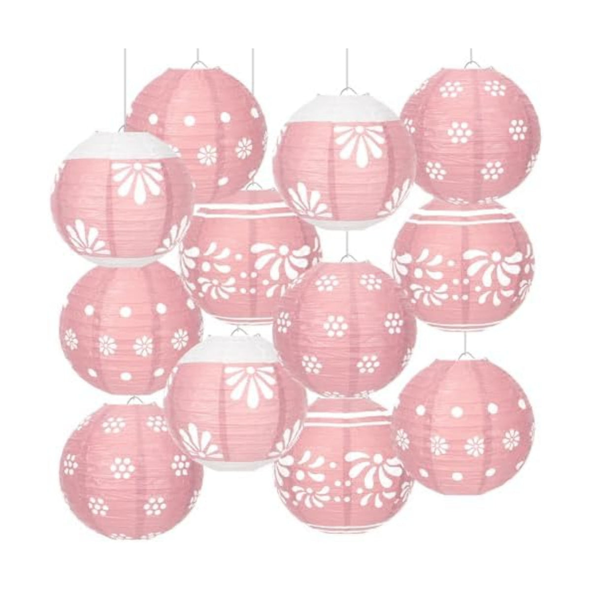 Baquler 12 Pcs Cielito Lindo Hanging Lanterns Decorations, Pink