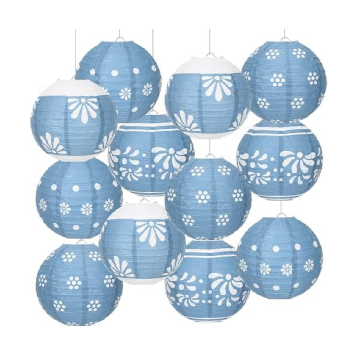 Baquler 12 Pcs Cielito Lindo Hanging Lanterns Decorations, Blue
