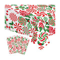 3-Piece 54 x 108 Inch Christmas Peppermint Plastic Tablecloth – Red and Green Disposable Rectangle Table Covers with Candy Cane and Lollipop Design for Holiday Christmas Winter Celebrations