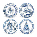 Whaline 40 Pcs Christmas Paper Plates 4 Designs Chinoiserie Blue and White Porcelain Xmas Tree Santa Claus Disposable Plates Tableware for Winter Party Tableware Supplies, 9 In