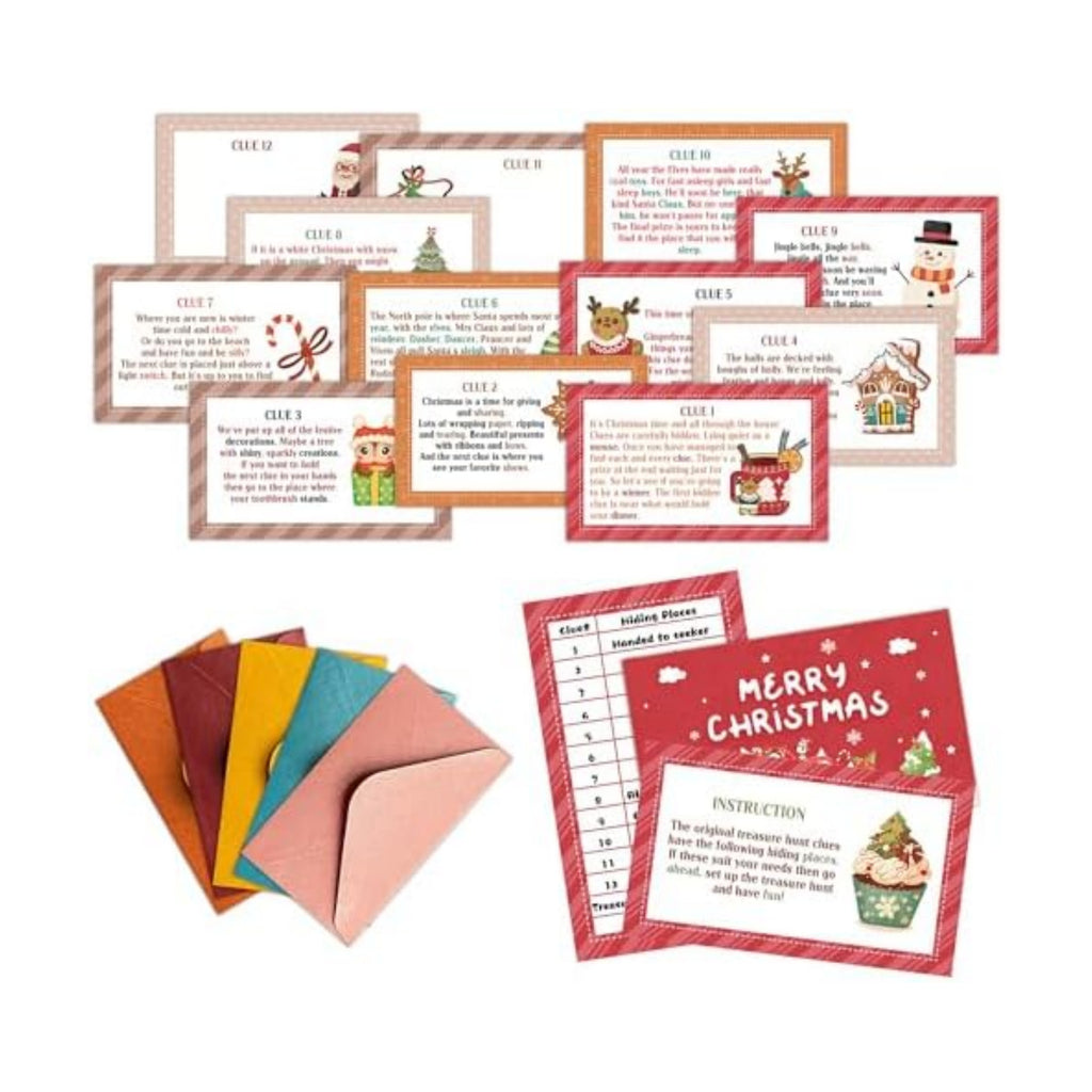 Christmas Scavenger Hunt Game, Xmas Games for Family Treasure Riddle Hunt Cards Game Activities, Winter Christmas Eve New Year Holiday Indoor Outdoor Party Games Supplies, Xmas Gifts for Adults, 03