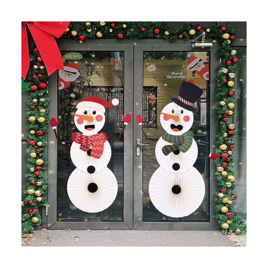 Christmas Hanging Paper Fans Decoration Classroom Christmas Decorations Xmas Bulletin Board Decorations with Fun Snowman for Xmas Holiday Winter Backdrops Wall Party Supply