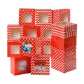 24 Pcs Christmas Bakery Boxes with Window, Red White 4x4x2.5 In