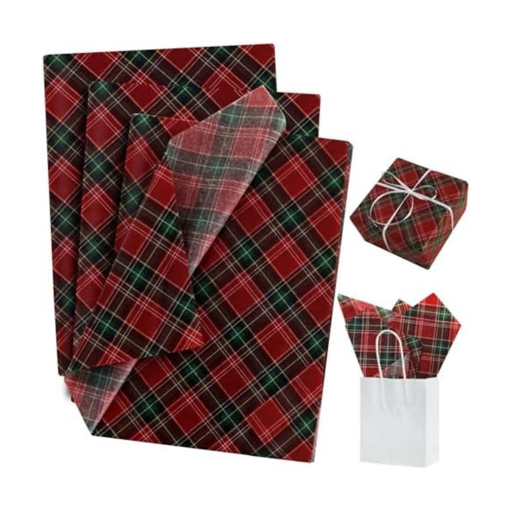 BEISHIDA Christmas Gingham Tissue Paper Bulk，Red and Green Buffalo Plaid Wrapping Tissue Paper for Gift Bags, 14 x 20 Inch Gift Wrap for Christmas Party DIY Crafts Decor Holiday Flowers-50pcs