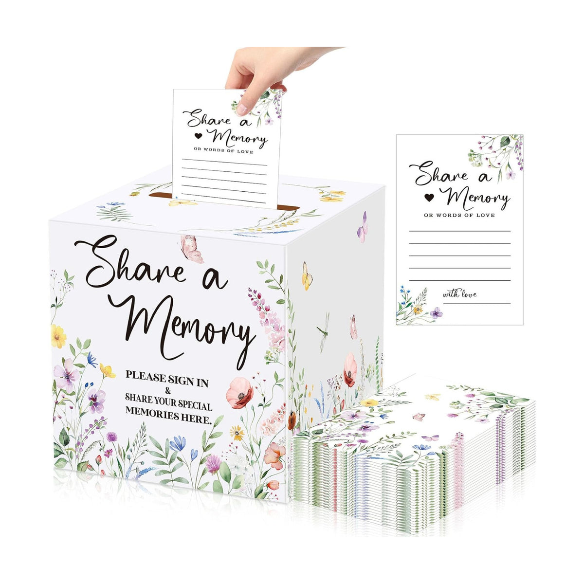 Fainne 50 Pcs Floral Share a Memory Cards with Celebration of Life Box