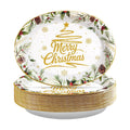 50Pcs Christmas Oval Paper Plates 10" x 12" Large for Merry Christmas