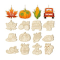 36PCS Wooden Thanksgiving Decoration Fall Ornaments to Paint Happy Thanksgiving Crafts Cutouts Unfinished, DIY Blank Fall Unfinished Turkey Maple Leaf Truck Pumpkin Ornament for Home Harvest Hanging