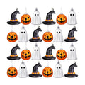 VioraWhite 30 Pcs Halloween Hanging Ornaments Cute Sliver Ghost, Gold Pumpkin and Witch Hat Lantern Home Decoration Mini Plastic Halloween Tree Decorations for Holiday Party Decor