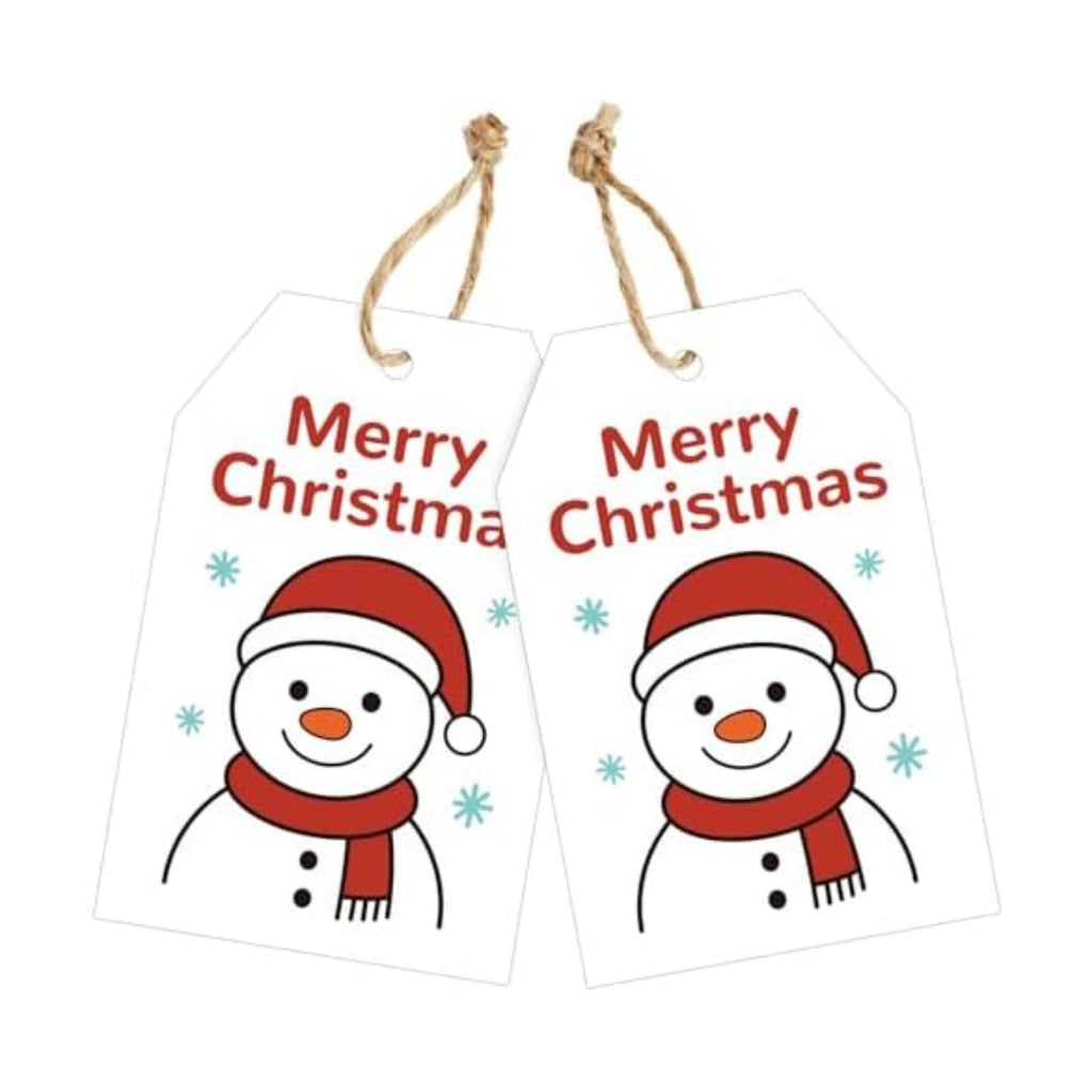joycraft 50Pcs Merry Christmas Tags with String, Snowman Gift Tags