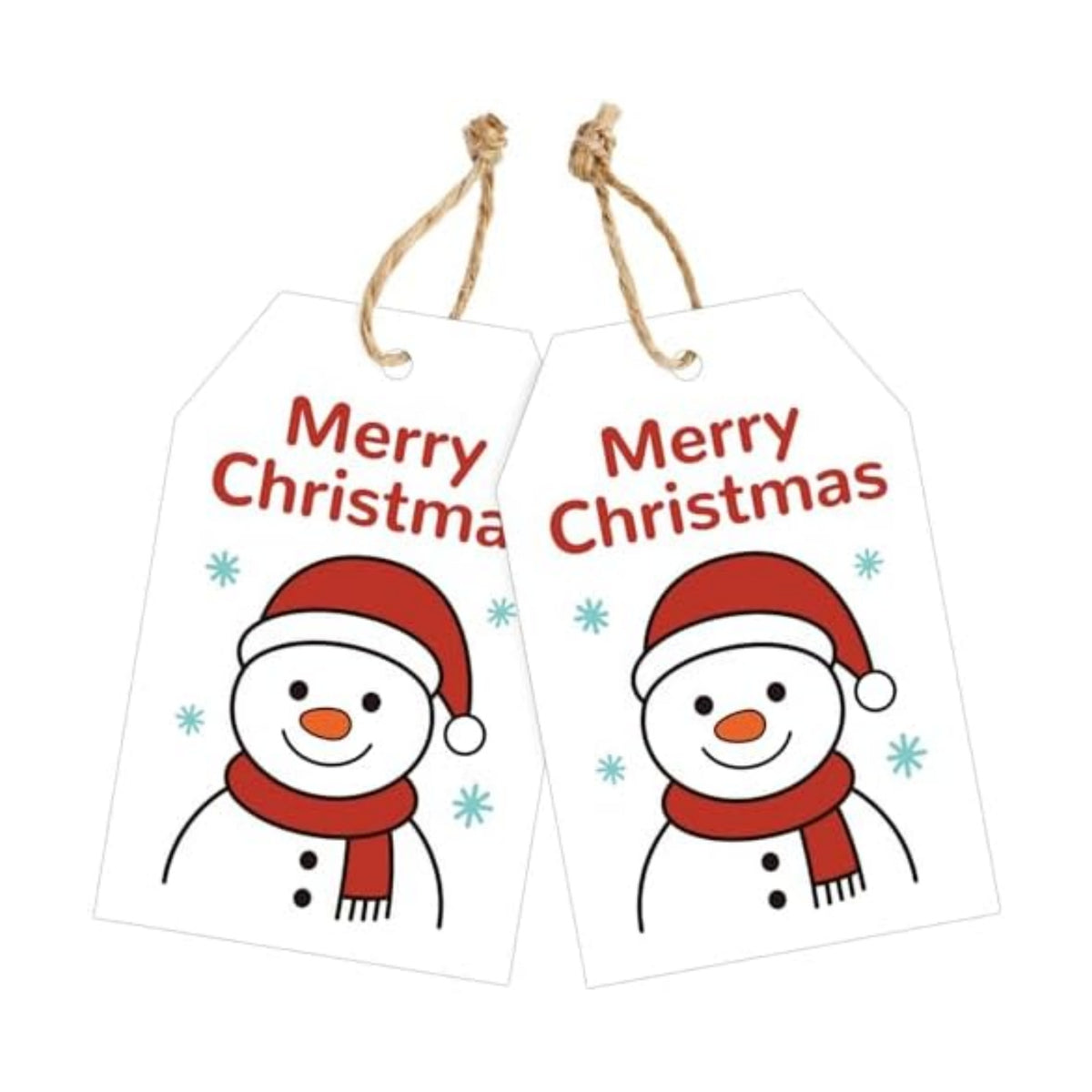 joycraft 50Pcs Merry Christmas Tags with String, Snowman Gift Tags