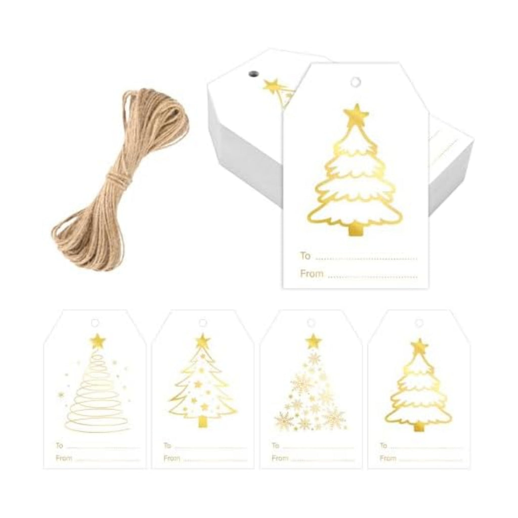joycraft 60Pcs Christmas Name Gift Tags, 4 Styles Christmas Tree Tags