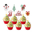 Christmas Cupcake Toppers Cake Decorations, 24 PCS Merry Christmas Cake Topper, Glitter Santa Clus Snowman Xmas Tree Decorative Cupcakes Ficks Food Picks for Xmas Holiday Party Decoration Supplies