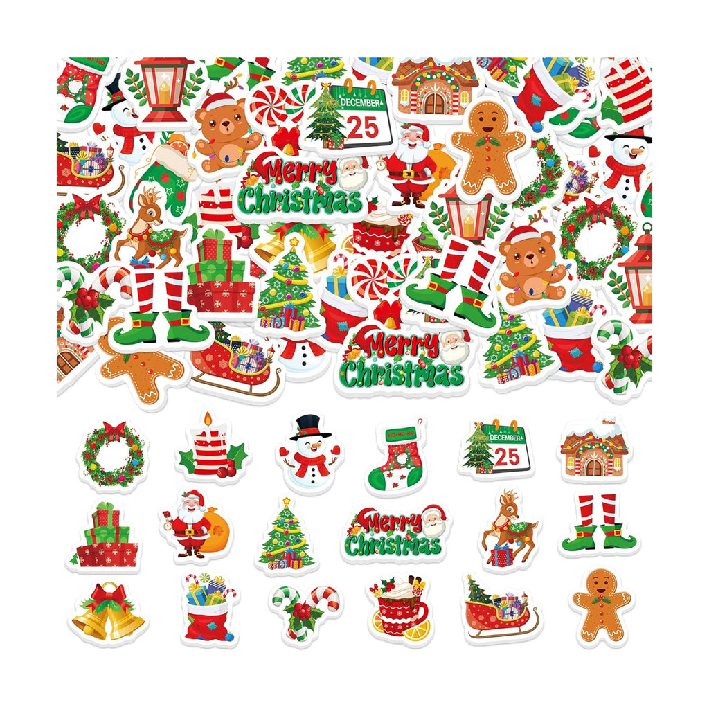 300Pcs Christmas Foam Stickers, Cute Self-Adhesive Xmas Stickers Foam Santa Claus Gingerbread Man Reindeer Sticker Decorations for Home Office School Classroom DIY Art Craft Party Supplies