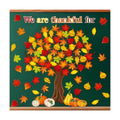 Ctosree 99 Pcs Fall Thanksgiving Bulletin Board Decorations Set We are Thankful for Classroom Wall Decor Autumn Maple Leaves Pumpkin Make Your Own Large Thankful Tree for Autumn Harvest Party Decor