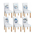 Mindsoft 6 Pcs Winter Chair Covers Dining Protector Removable Washable Stretch Christmas Blue White Gnome Snowflake Slipcovers for Winter Xmas Hotel Party Wedding Holiday Decor