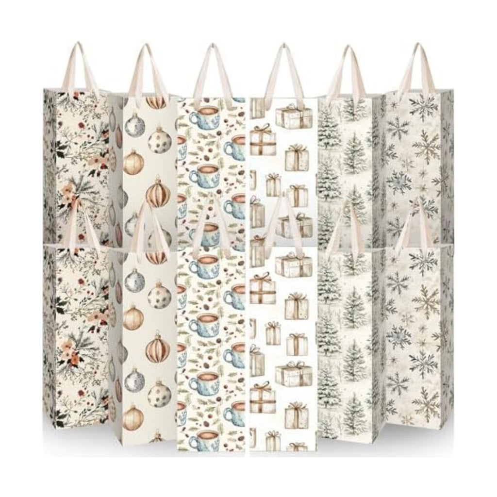 TaoBary 12 Pcs Christmas Wine Bags with Handles, Novel
