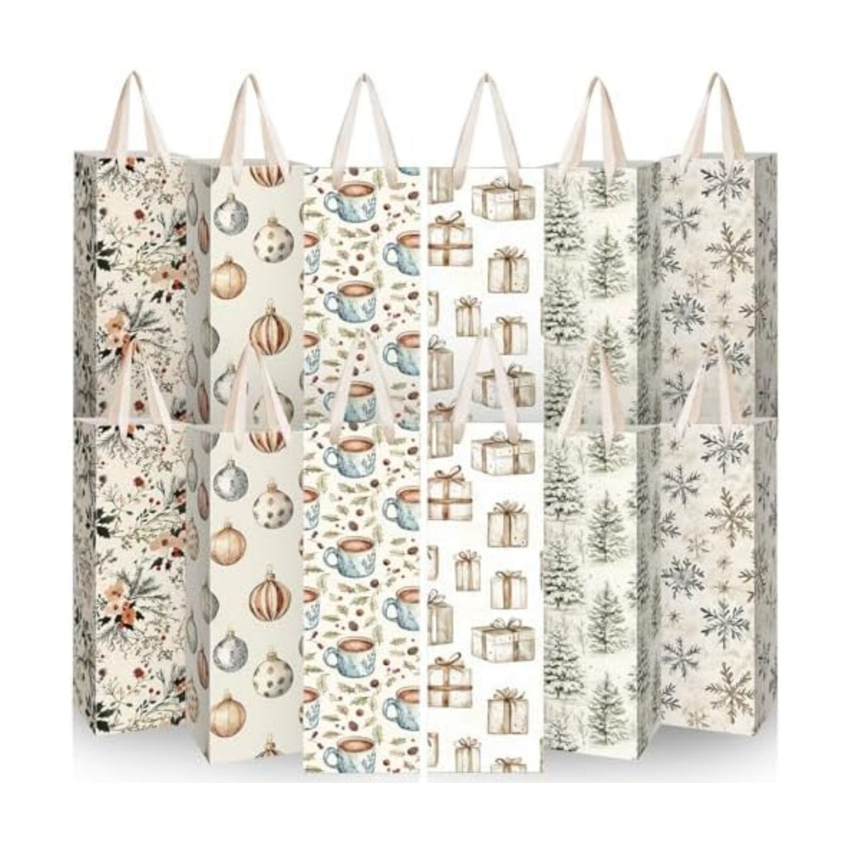 TaoBary 12 Pcs Christmas Wine Bags with Handles, Novel