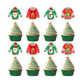 Ugly Sweater Cupcake Toppers, 40 PCS Christmas Ugly Sweater Cupcake Toppers Party Decorations, Christmas Holiday Cake Decoration Food Picks Topper for Xmas Birthday Holiday Party Decorations Supplies