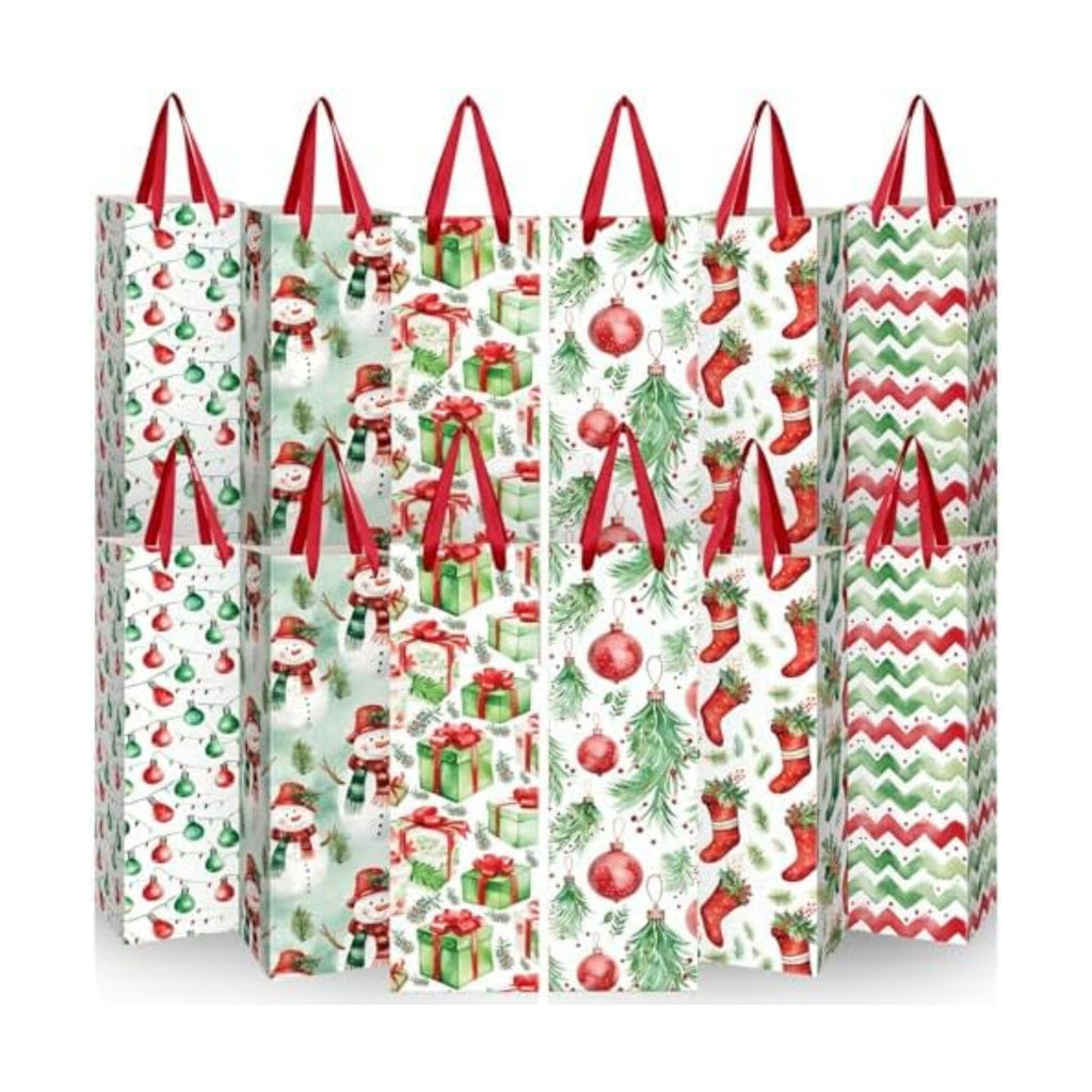 TaoBary 12 Pcs Christmas Wine Bags with Handles, Classic