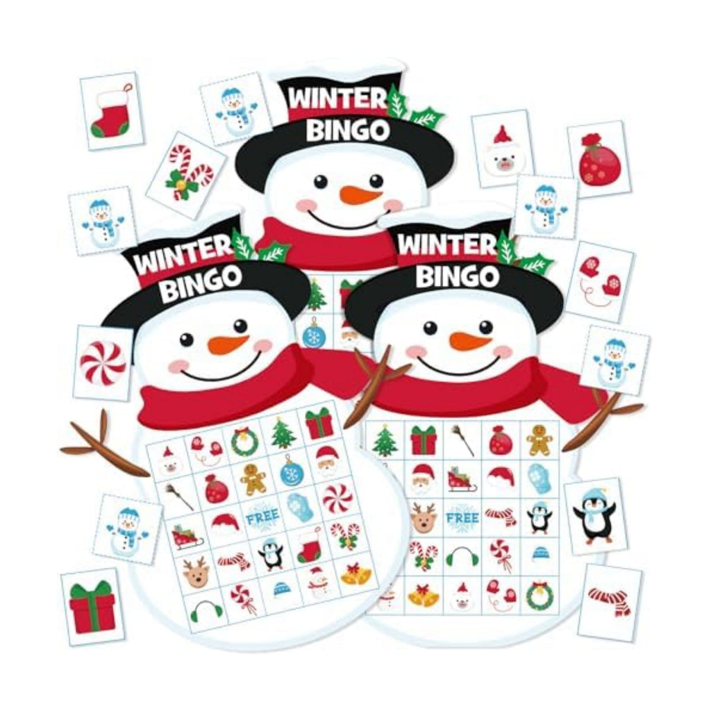 Blosssound Snowman Christmas Bingo Game for 24 Players, Holiday Party