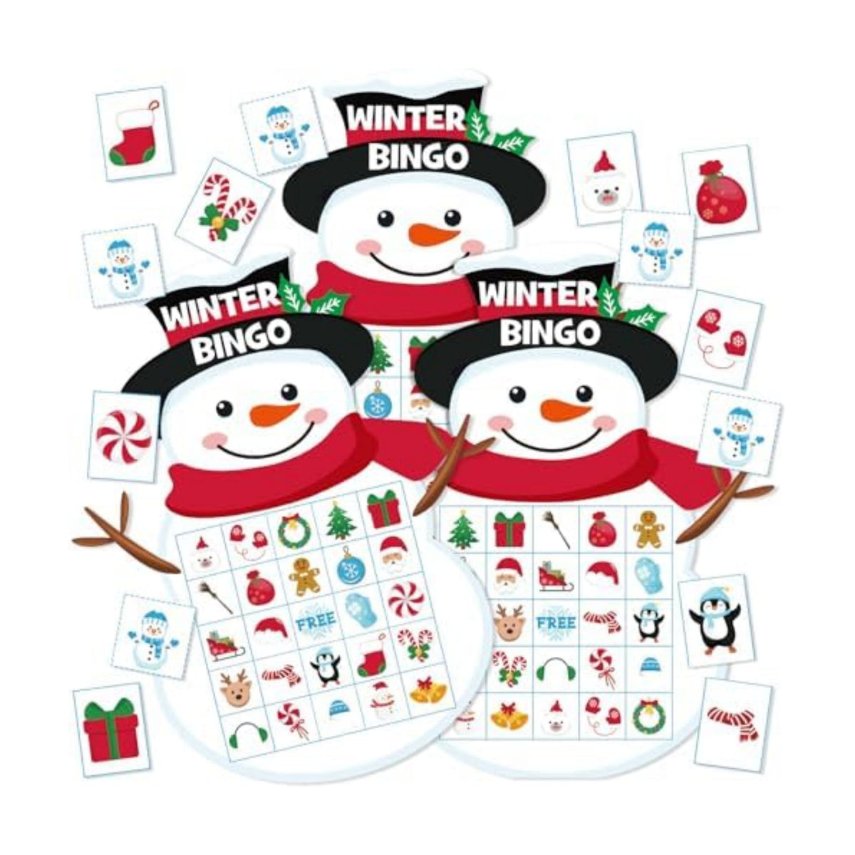 Blosssound Snowman Christmas Bingo Game for 24 Players, Holiday Party