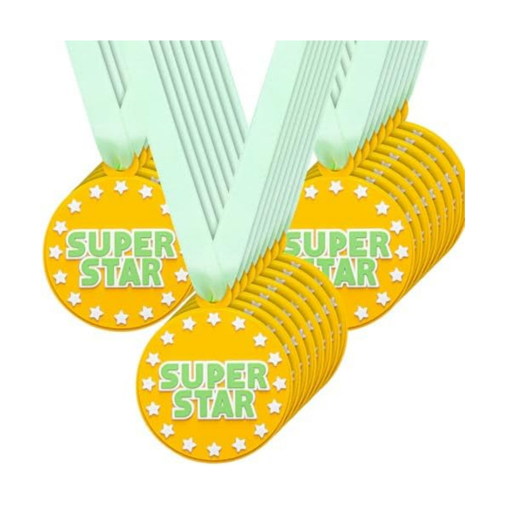 AmazingSpark 60 Pcs Super Star Award Medals, 2 Inch Rubber Medals Bulk Winner Encourage Team Participation for Kids Adults Trophy Award Prize Gift Competitions Graduation Party
