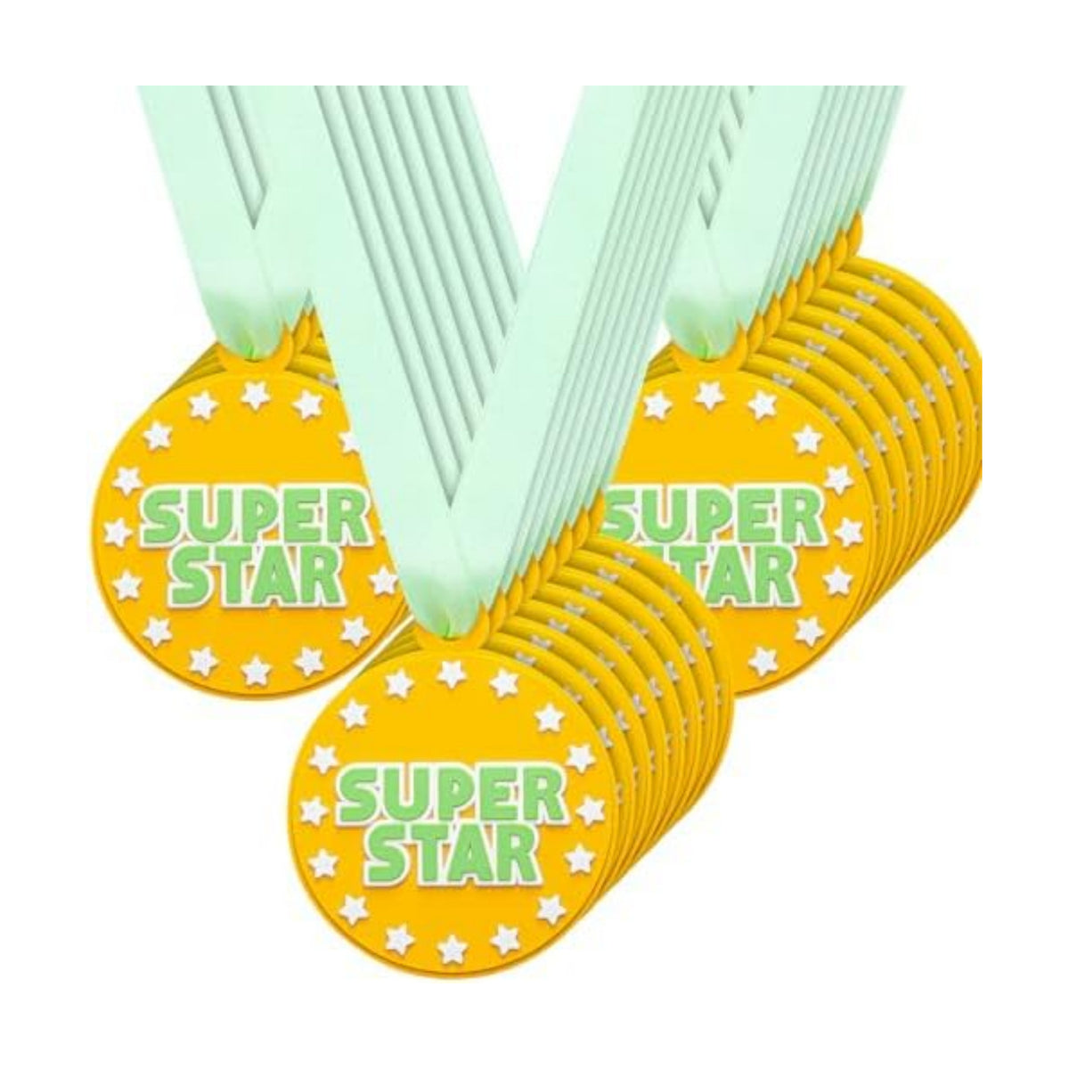 AmazingSpark 60 Pcs Super Star Award Medals, 2 Inch Rubber Medals Bulk Winner Encourage Team Participation for Kids Adults Trophy Award Prize Gift Competitions Graduation Party