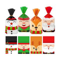 peony man 100 PCS Christmas Cellophane Treat Bags 5.1 x 9.1 Inch Christmas Plastic Candy Bag with Twist Ties 4 Styles Santa Claus Snowman Goodie Bags for Xmas Holiday Home Party Supplies