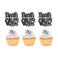 24Pcs Black Death to My 20s Cupcake Toppers Death to My Twenties Cupcake Picks for Gothic 30th Birthday Funeral 30th Birthday Anniversary Cupcake Decorations Rip to My Youth Emo Party Decorations