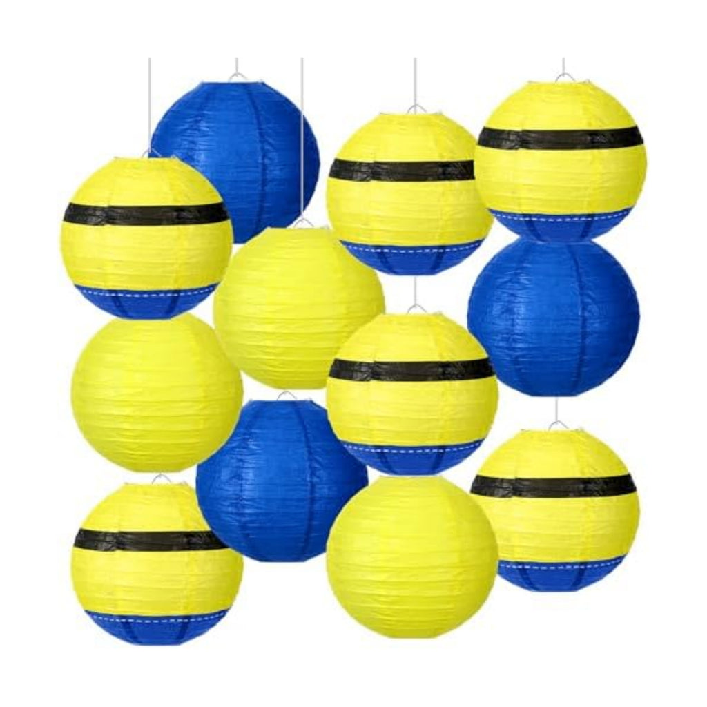 Baquler 12 Pcs Halloween Hanging Lanterns Decorations, Yellow, Blue