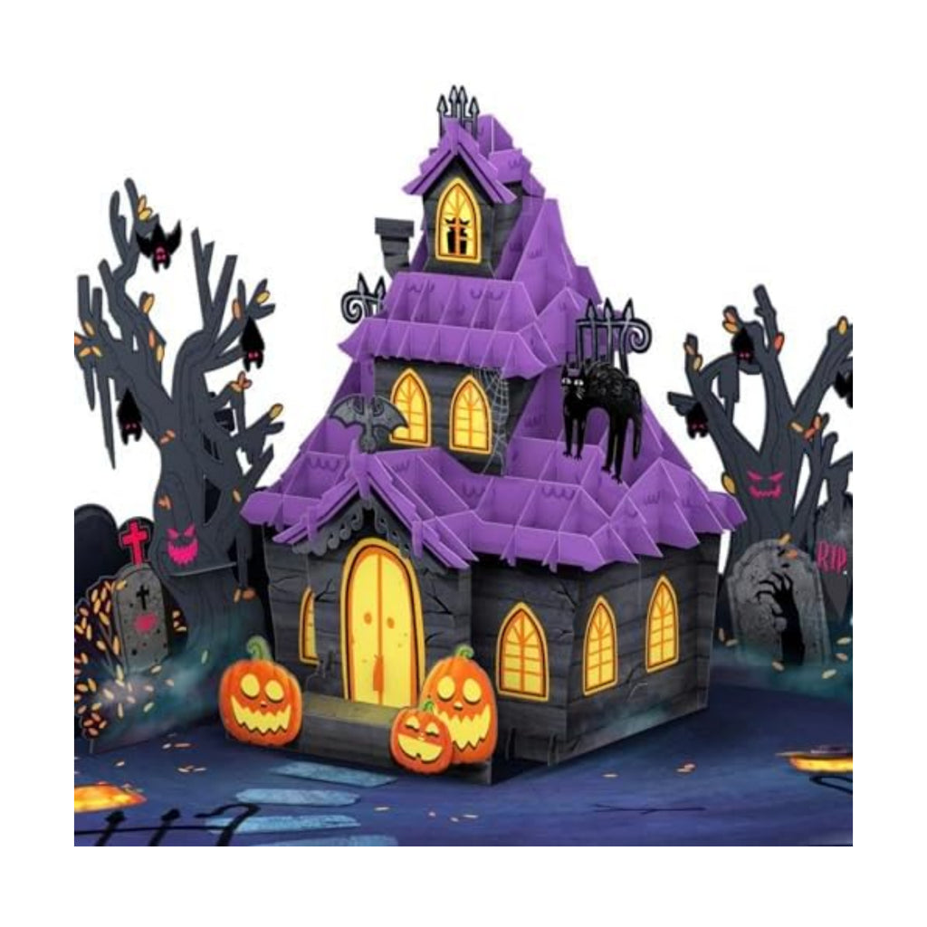Paper Love Halloween Card | 3D Pop-Up Haunted House Greeting Card for Kids, Adults, or Spooky Friends | 5" x 7" w/Envelope & Note Tag