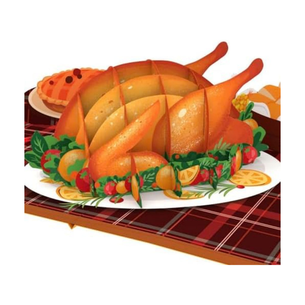 Paper Love Thanksgiving Card | 3D Pop-Up Turkey Dinner Greeting Card for Family, and Friend | 5" x 7" w/Envelope & Note Tag