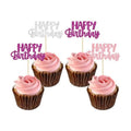 Gyufise 24Pcs Happy Birthday Cupcake Toppers Glitter Birthday Cupcake Food Picks for Celebrating Happy Hallowenn Theme Party Cake Decorations Supplies Purple White Silver