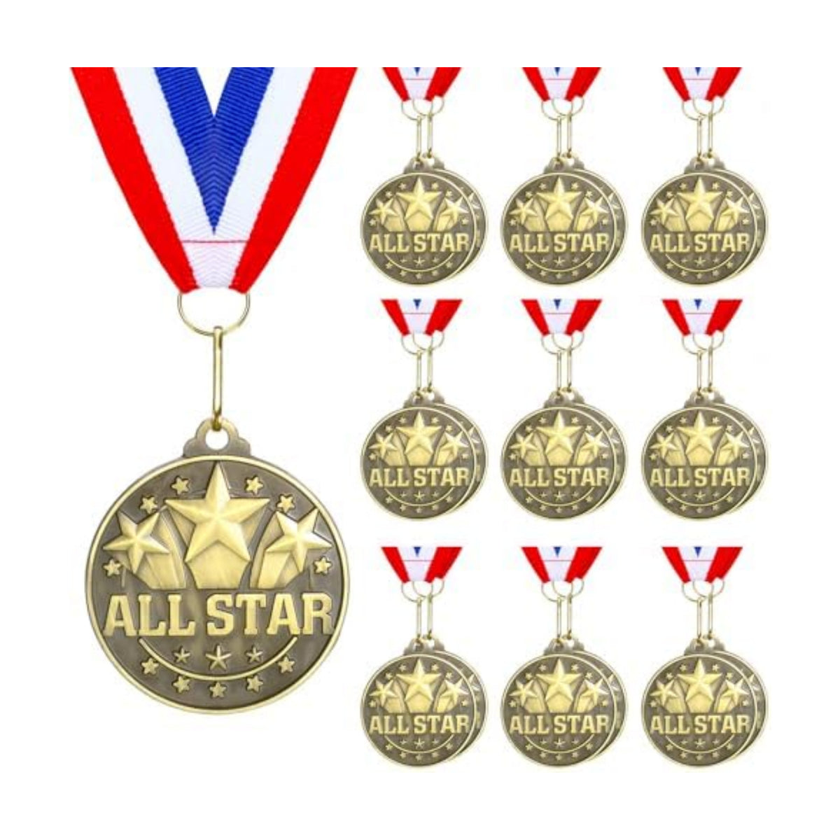 20 Pcs 2'' Awards Medals Bulk Winner Medals with Neck Ribbons Metal Trophy Award Prize Gift for Tournaments, Competitions, Party, Kids and Adults