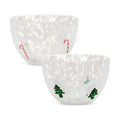 FoldTier 2 Pcs Christmas Icon Candy Bowls Dish, 14oz Candy Cane Christmas Tree Serving Bowls Double Old Fashioned Glass Xmas Gifts for Snacks Dessert Cookie Holiday Party Favors Table Decoration